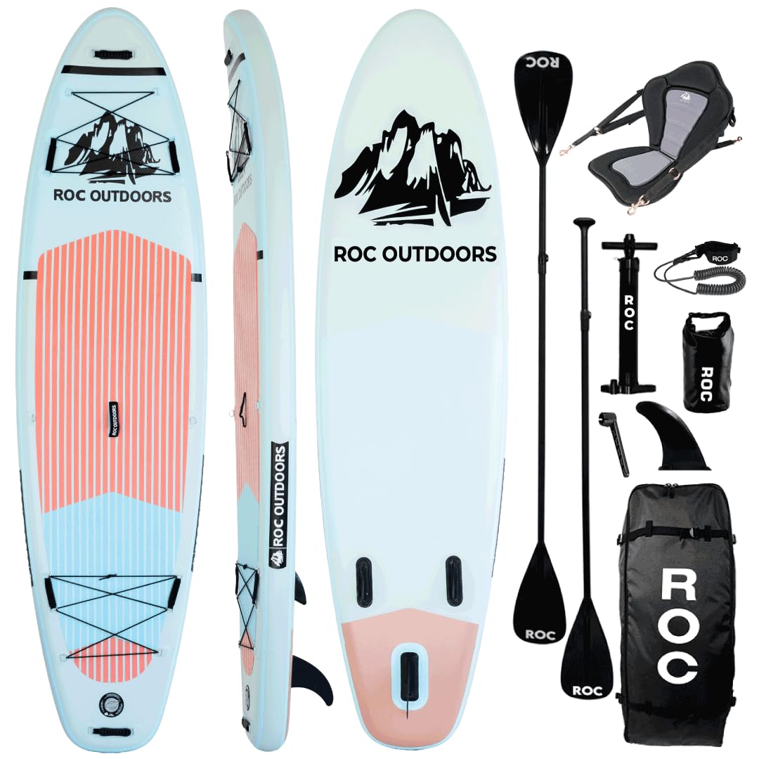 Roc Inflatable Stand Up Paddle Board 10' 6" with Premium SUP Paddle Board Accessories, Wide Stable Design, Non-Slip Comfort Deck for Youth & Adults