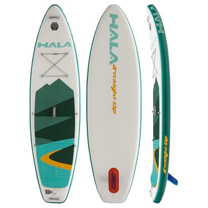 Hala Straight Up – Mid-Sized All-Around Inflatable SUP | Stable & Lightweight Paddle Board for Lakes & Rivers | Free Paddle