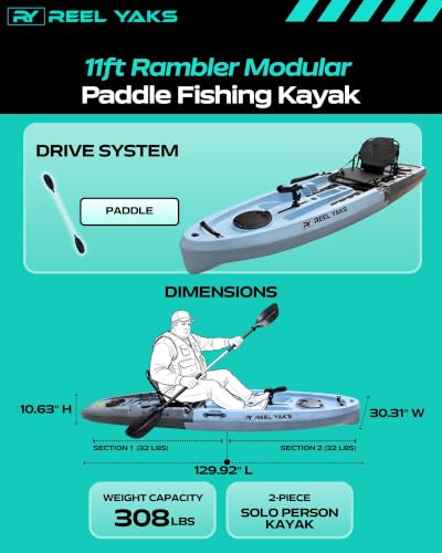 Reel Yaks Rambler Modular Fishing Kayak, 11ft, 308 lbs Capacity