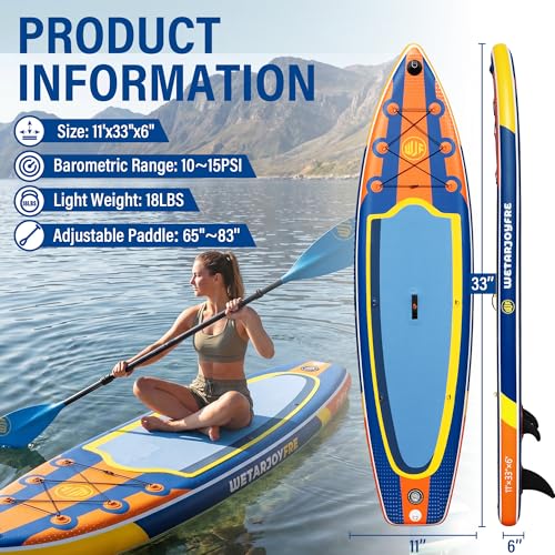 Wetarjoyfre Inflatable Paddle Board 11' x 33" x 6" SUP Board for Beginners