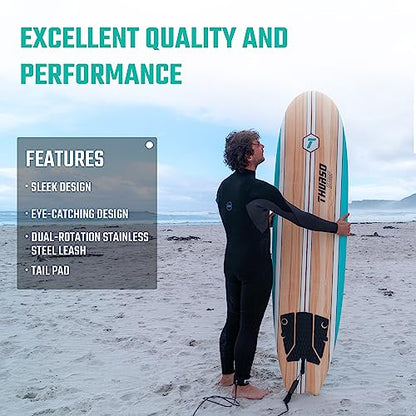 Thurso Surf 7/8 ft Soft Top Foam Beginner Surfboard for Adults and Kids Perfect Longboard for Surfing Beach Fun and Water Sports Lightweight and Durable Modern Design for All Levels of Surfers