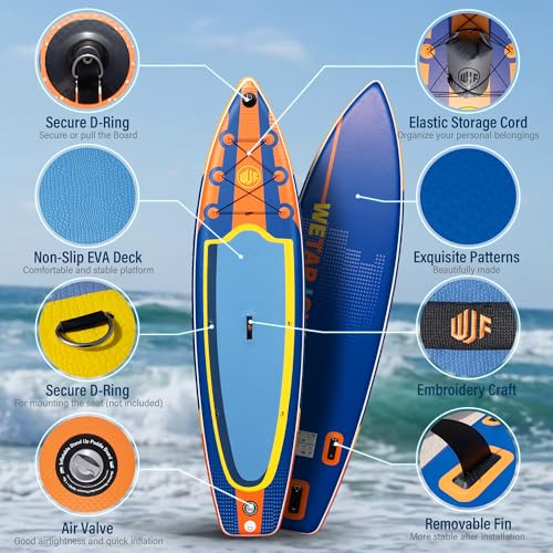 Wetarjoyfre Inflatable Paddle Board 11' x 33" x 6" SUP Board for Beginners