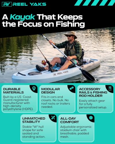 Reel Yaks Rambler Modular Fishing Kayak, 11ft, 308 lbs Capacity