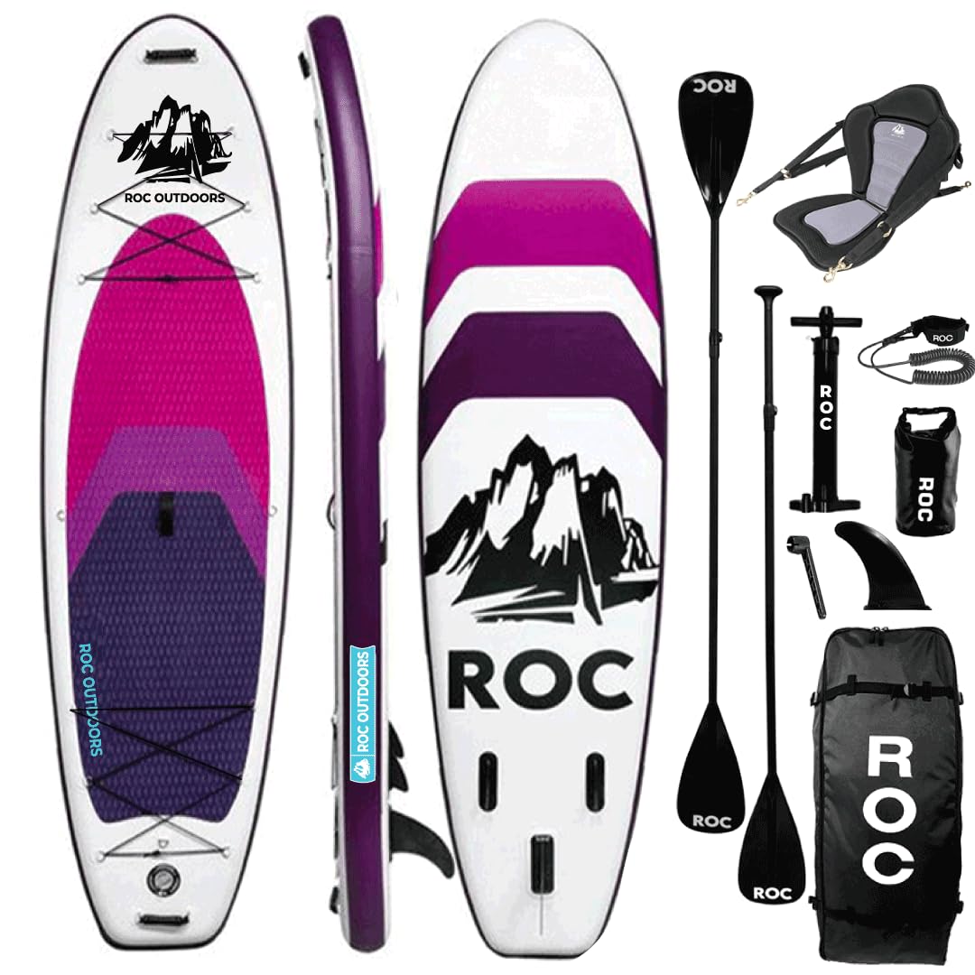 Roc Inflatable Stand Up Paddle Board 10' 6" with Premium SUP Paddle Board Accessories, Wide Stable Design, Non-Slip Comfort Deck for Youth & Adults