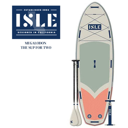 ISLE Megalodon Inflatable Stand Up Paddle Board & iSUP Bundle Accessory Pack - Up to 1,050 lbs Capacity — Durable, Lightweight, Stable — 12' L x 45" W x 8" OR 15' L x 56" W x 8"