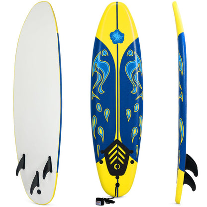 KOTEK 6' Surfboard, Surfing Board with 3 Removable Fins, Safety Leash, EPS Core & EPE Deck, Lightweight Surf Board for Teenagers, Adults, Beginners