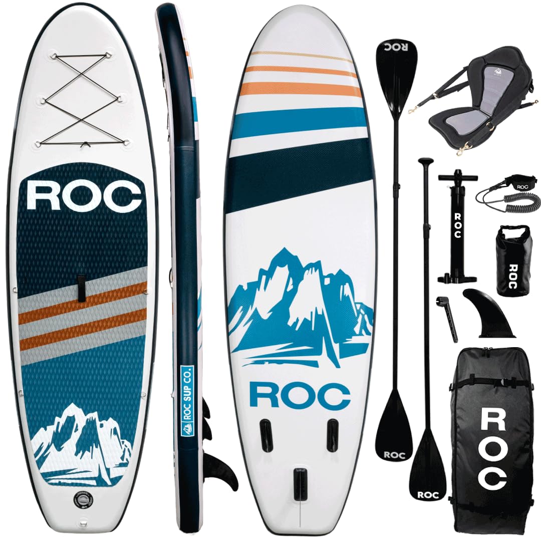 Roc Inflatable Stand Up Paddle Board 10' 6" with Premium SUP Paddle Board Accessories, Wide Stable Design, Non-Slip Comfort Deck for Youth & Adults