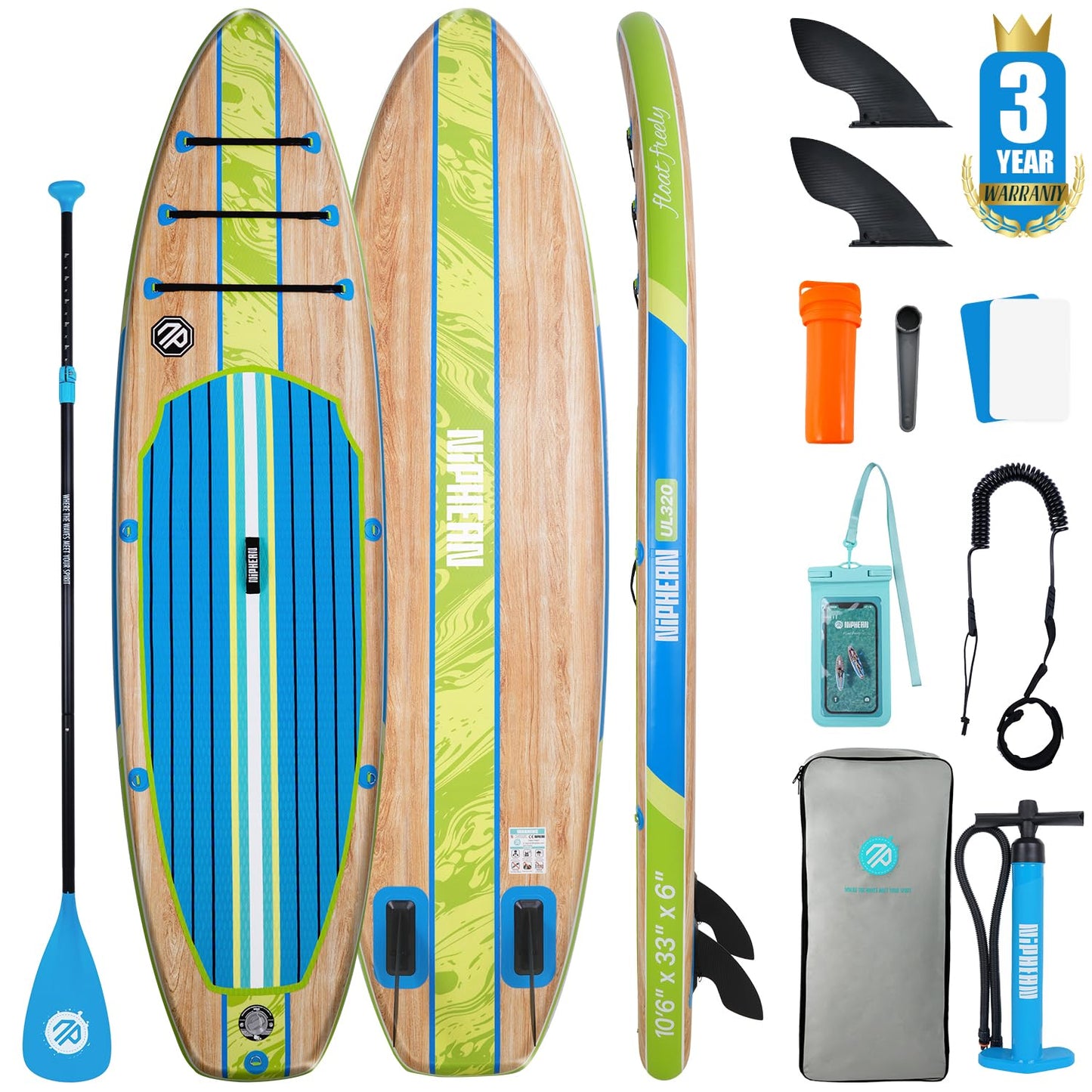 Niphean Inflatable Stand Up Paddle Board with SUP Accessories