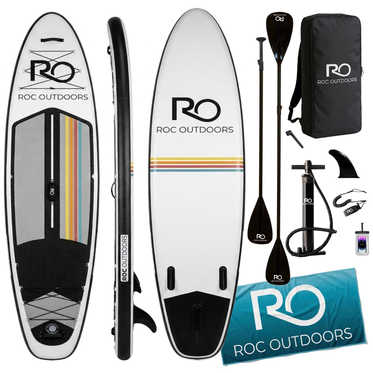 Roc Inflatable Stand Up Paddle Board 10' 6" with Premium SUP Paddle Board Accessories, Wide Stable Design, Non-Slip Comfort Deck for Youth & Adults