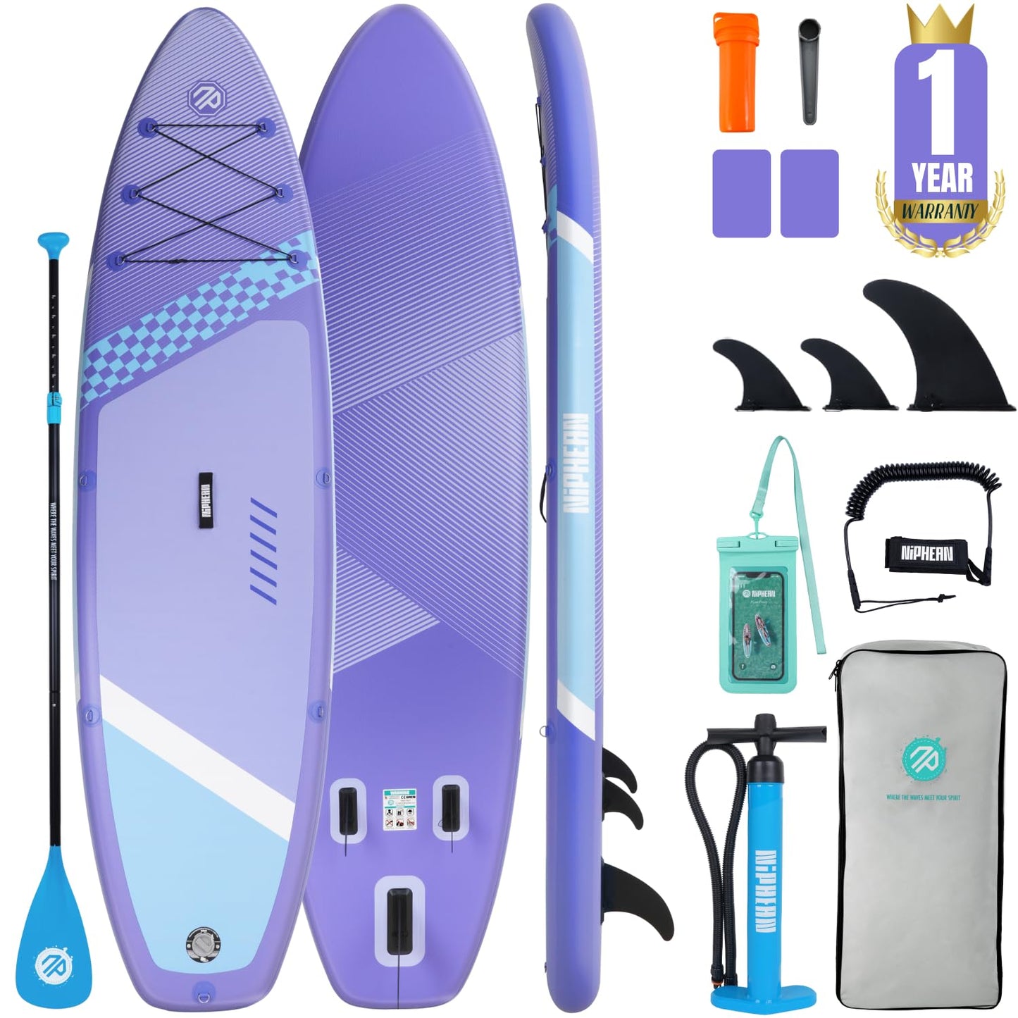 Niphean Inflatable Stand Up Paddle Board with SUP Accessories