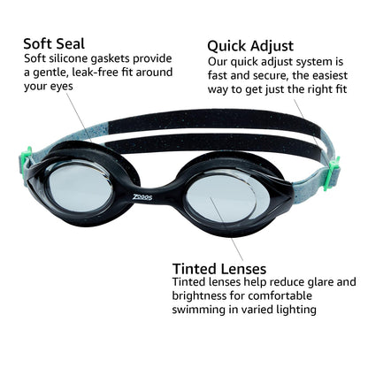 Zoggs Adult Unisex Predator Flex Anti-Fog UV Protection Curved Lens Ultra-Fit Gasket Quick-Adjust Swimming Goggles, 461041