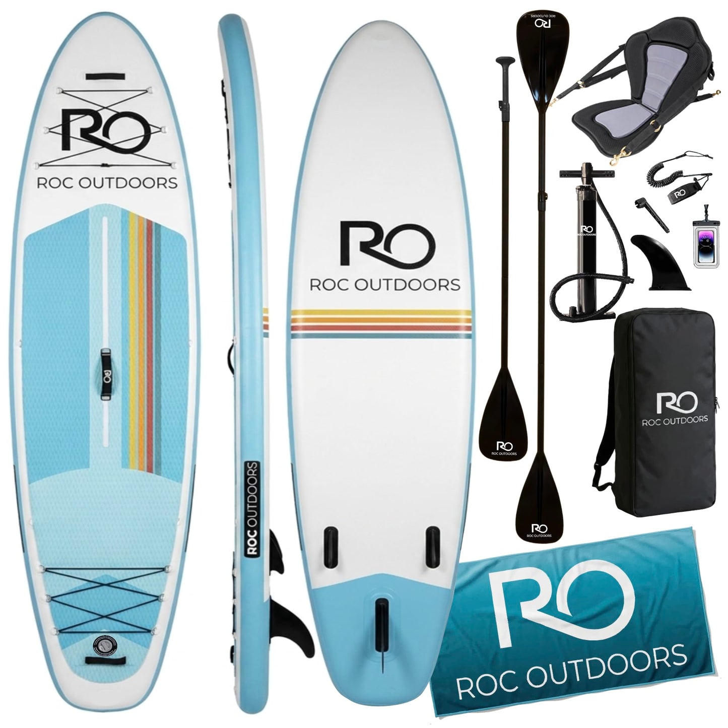 Roc Inflatable Stand Up Paddle Board 10' 6" with Premium SUP Paddle Board Accessories, Wide Stable Design, Non-Slip Comfort Deck for Youth & Adults