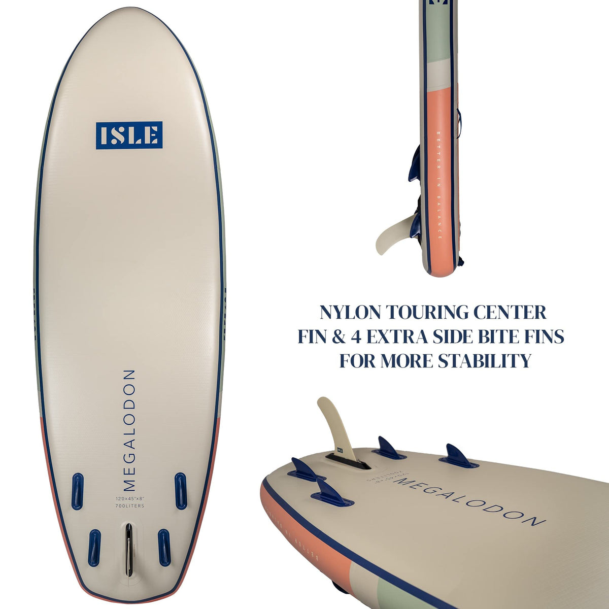 ISLE Megalodon Inflatable Stand Up Paddle Board & iSUP Bundle Accessory Pack - Up to 1,050 lbs Capacity — Durable, Lightweight, Stable — 12' L x 45" W x 8" OR 15' L x 56" W x 8"