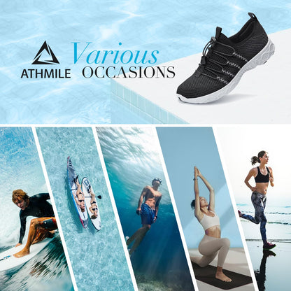 ATHMILE Water Shoes for Men Women Barefoot Hiking Swim River Beach Knit