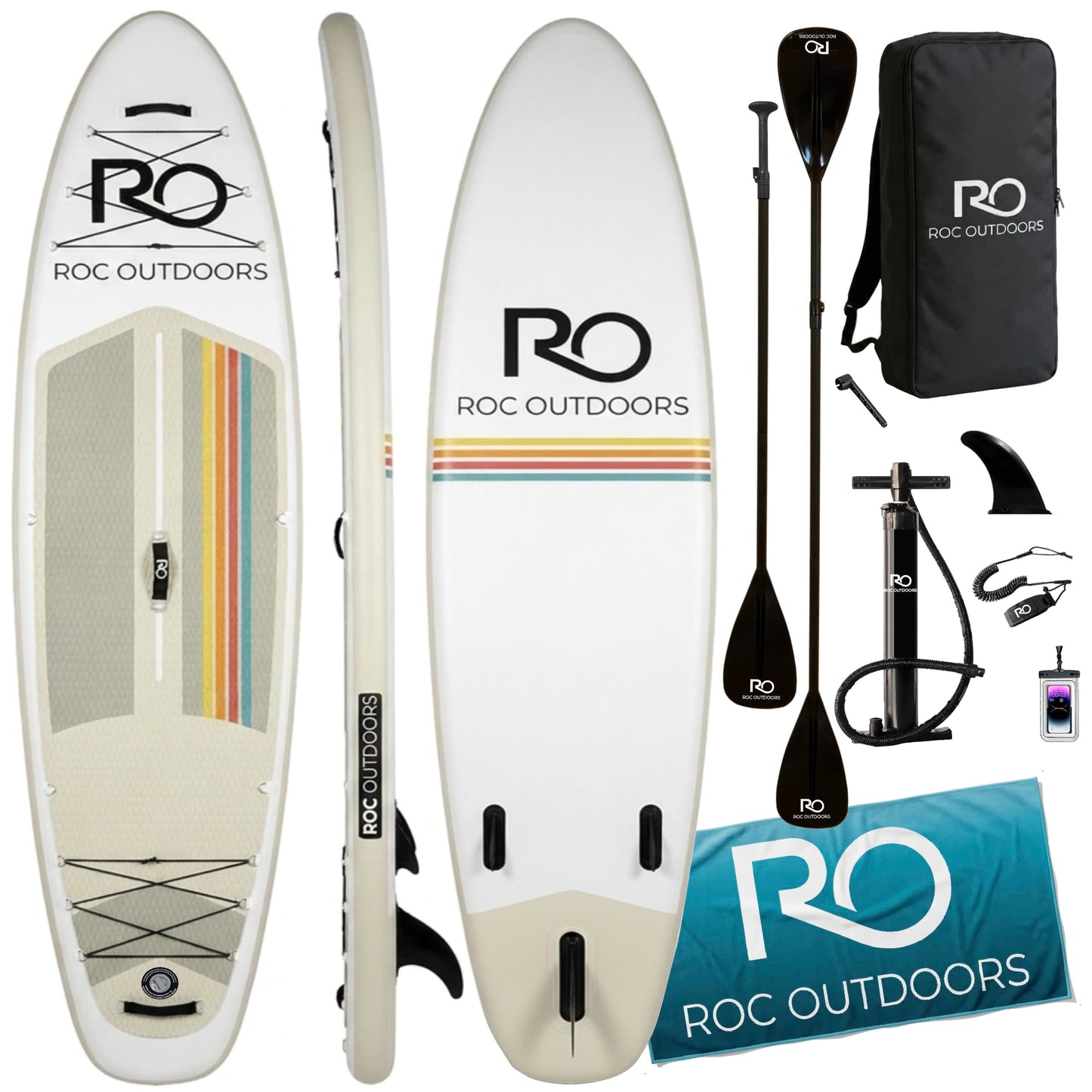 Roc Inflatable Stand Up Paddle Board 10' 6" with Premium SUP Paddle Board Accessories, Wide Stable Design, Non-Slip Comfort Deck for Youth & Adults