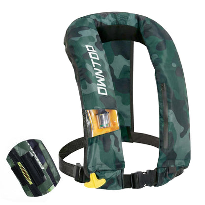 Owntop Automatic/Manual Inflatable Vest, Manual Convertible Option, Low Profile, Zipper Closure, Inflatable Fishing Jacket for Kayaking, Boating and Fishing, 24g CO2 Cylinder Included