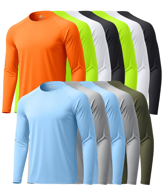 ZITY 7 Pack Long Sleeve Shirts for Mens UPF 50+ Fast Dry