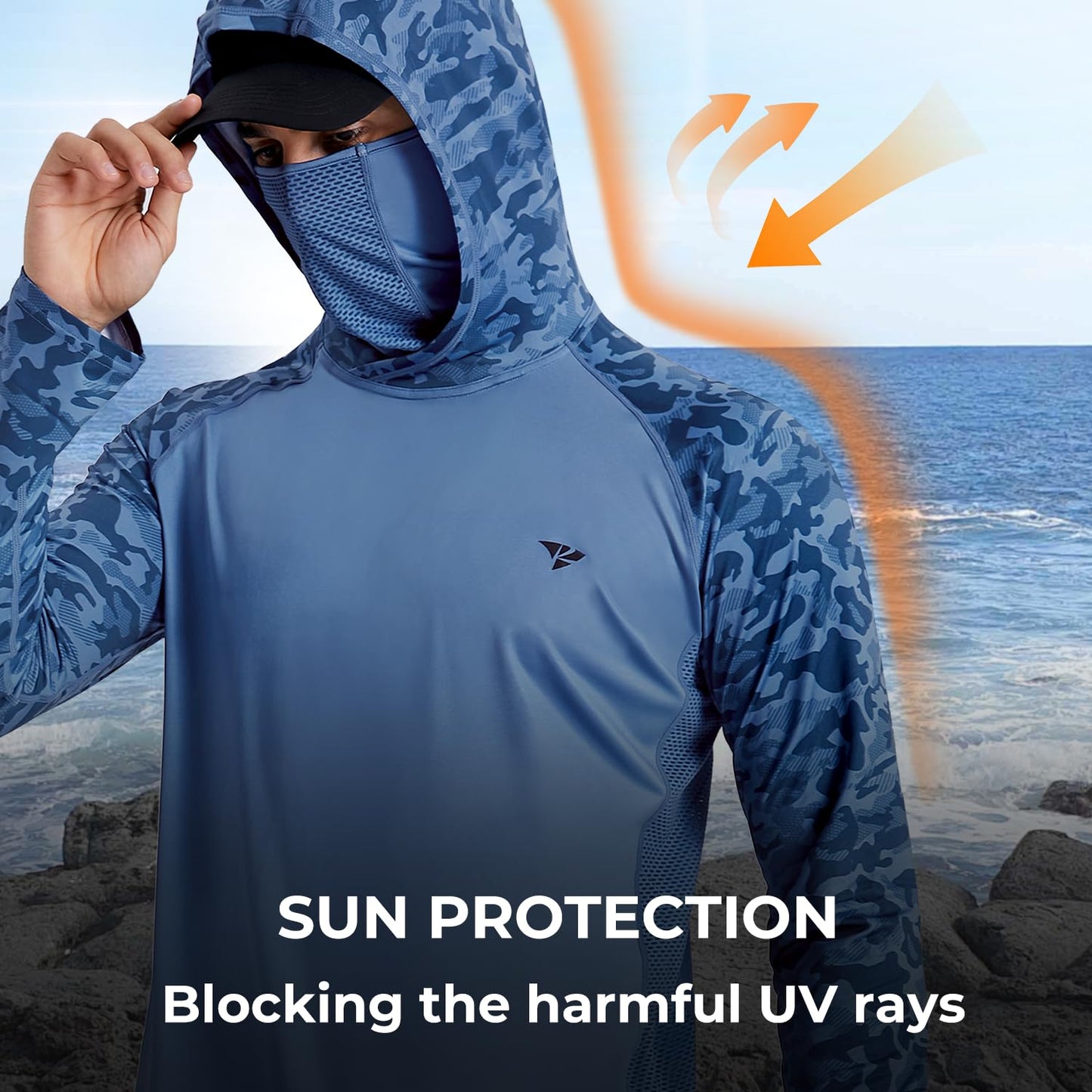 Men's UPF 50+ Sun Hoodie – Built-In Face Mask