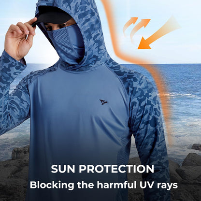 Men's UPF 50+ Sun Hoodie – Built-In Face Mask