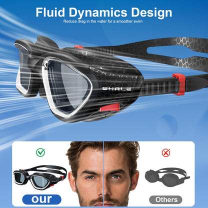Whale Swim Goggles, HD Anti-Fog Goggles, Unisex | 100% UV Protection | Anti-Fog Design Clear Wide-Angle Underwater View