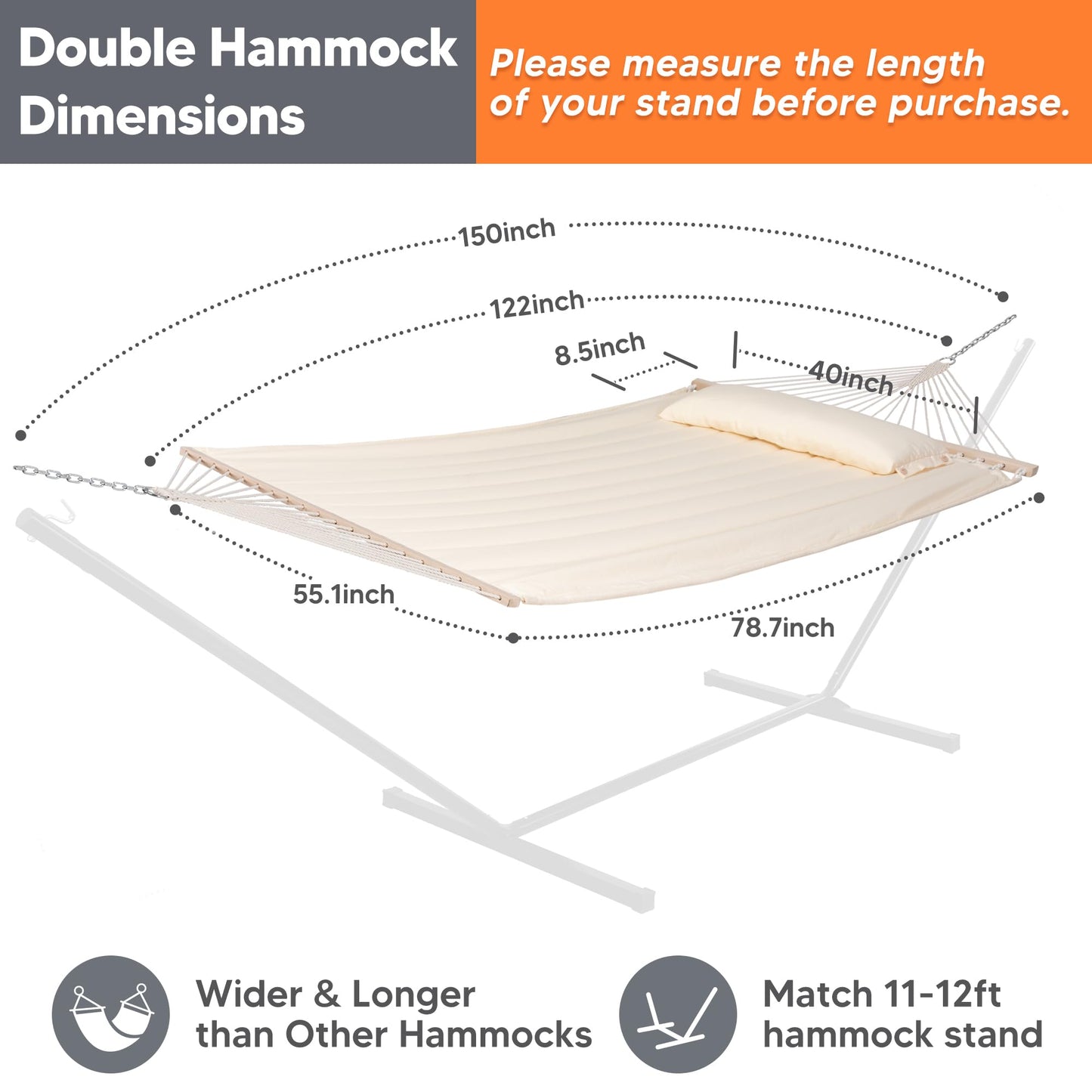 Double Quilted Hammock – Padded 2-Person Design