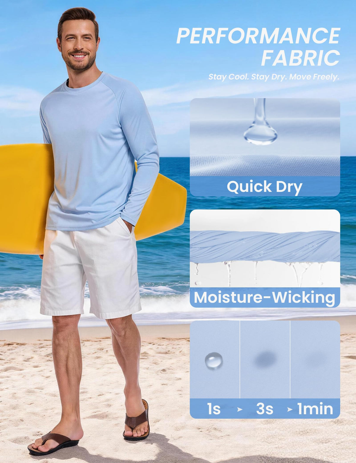 Men's Sun Shirts – Quick-Dry Long Sleeve 7-Pack
