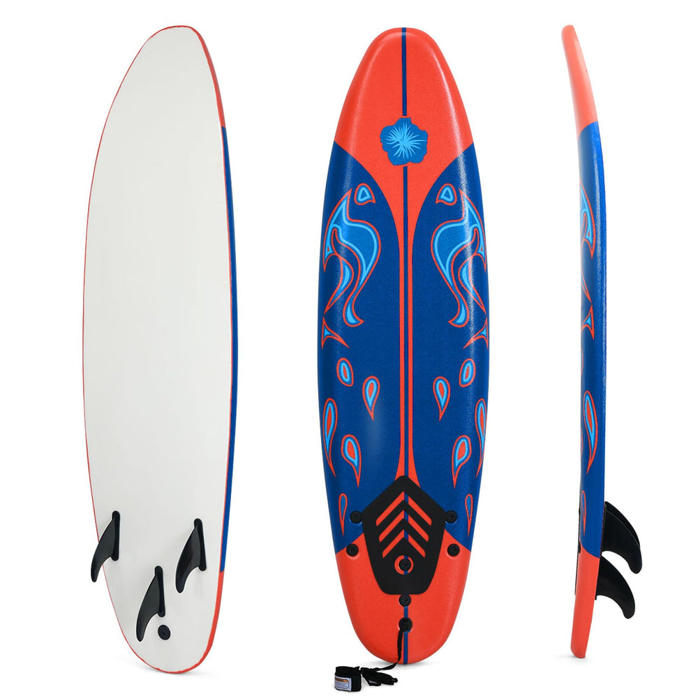 KOTEK 6' Surfboard, Surfing Board with 3 Removable Fins, Safety Leash, EPS Core & EPE Deck, Lightweight Surf Board for Teenagers, Adults, Beginners