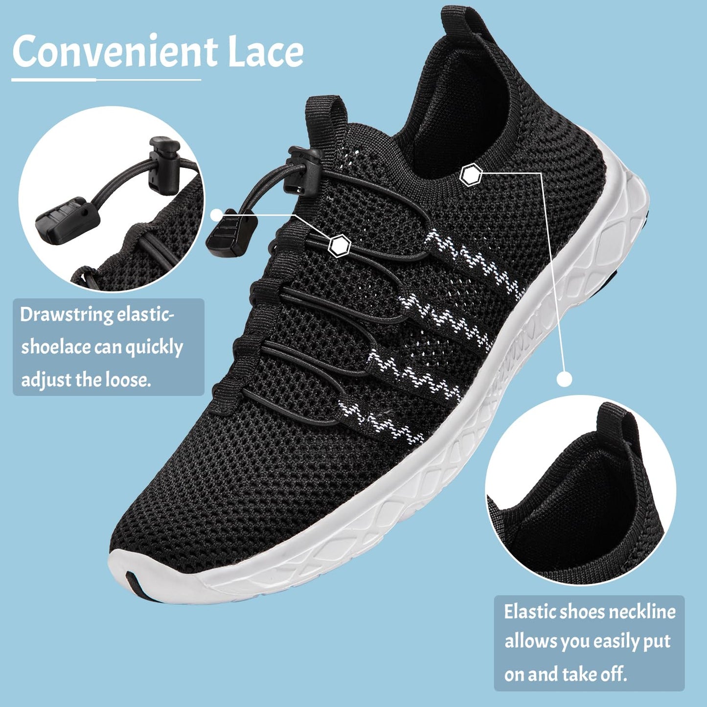 ATHMILE Water Shoes for Men Women Barefoot Hiking Swim River Beach Knit