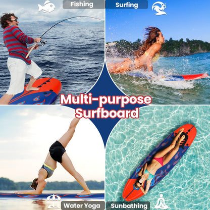 KOTEK 6' Surfboard, Surfing Board with 3 Removable Fins, Safety Leash, EPS Core & EPE Deck, Lightweight Surf Board for Teenagers, Adults, Beginners