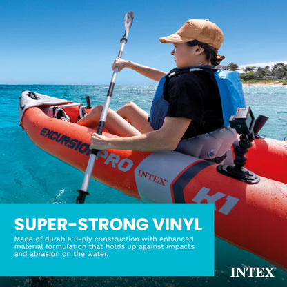 Intex Excursion Pro Inflatable Kayak Set: Includes Deluxe 86in Kayak Paddles and High-Output Pump – SuperTough PVC – Adjustable Bucket Seat