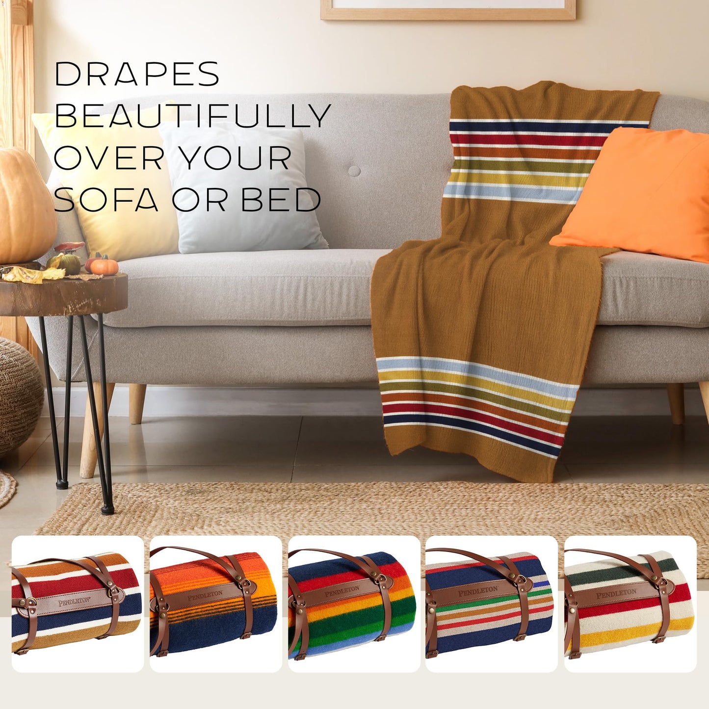 Outdoor Throw Blanket – Leather Carry Strap