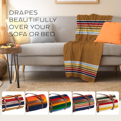 Outdoor Throw Blanket – Leather Carry Strap