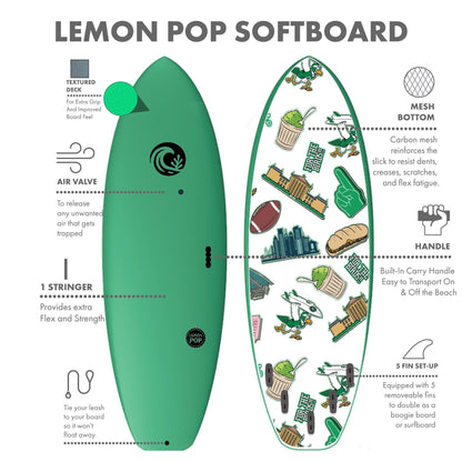 Soft-Top Surfboard – 5'10" with Leash & Fins