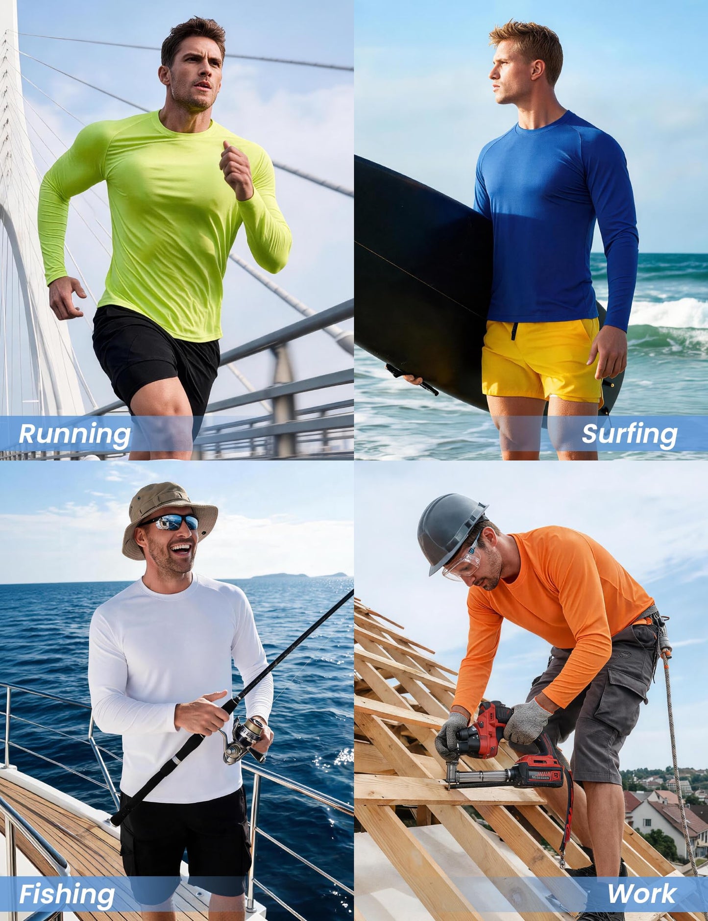 Men's Sun Shirts – Quick-Dry Long Sleeve 7-Pack