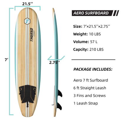 Thurso Surf 7/8 ft Soft Top Foam Beginner Surfboard for Adults and Kids Perfect Longboard for Surfing Beach Fun and Water Sports Lightweight and Durable Modern Design for All Levels of Surfers