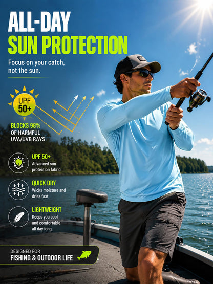 Men's UPF 50+ Sun Shirts – Quick-Dry Long Sleeve
