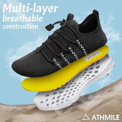 ATHMILE Water Shoes for Men Women Barefoot Hiking Swim River Beach Knit