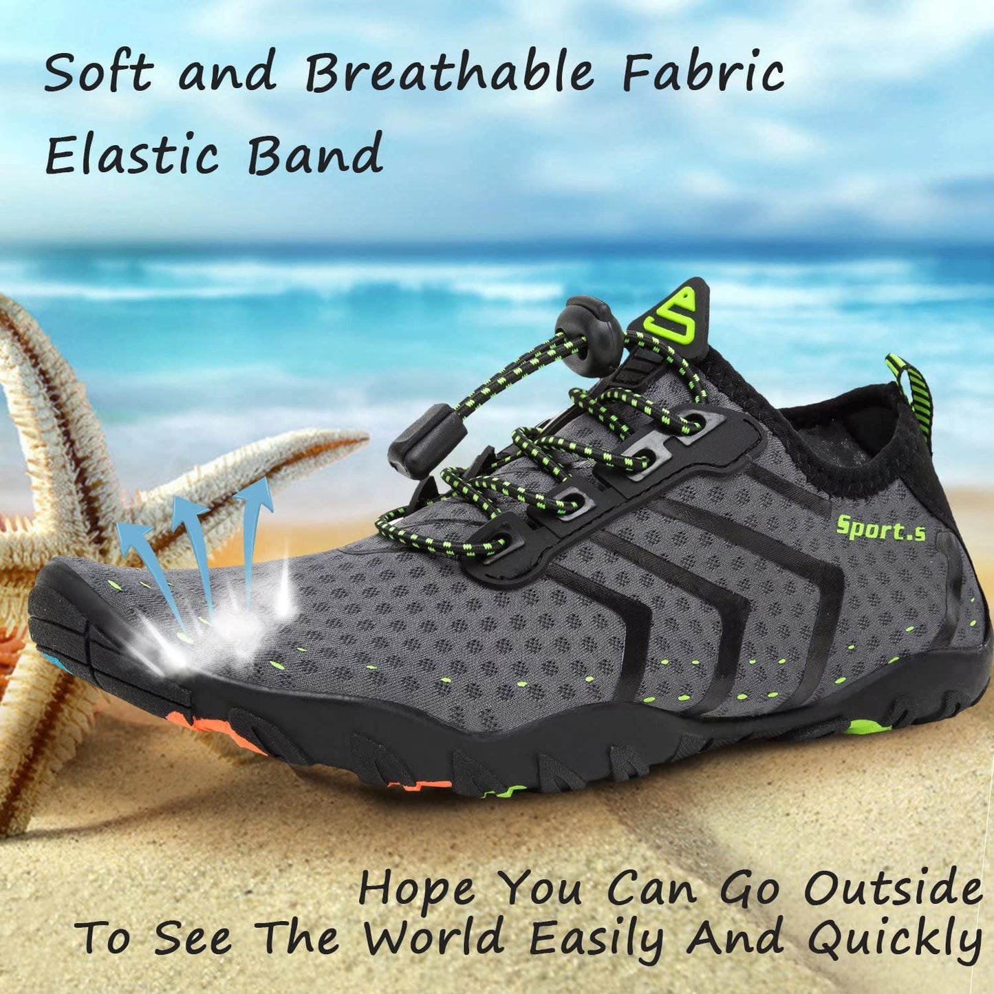 YALOX Water Shoes Men's Women's Swim Shoes Outdoor Beach Barefoot Quick-Dry Aqua Pool Socks Swimming Yoga Surfing Exercise