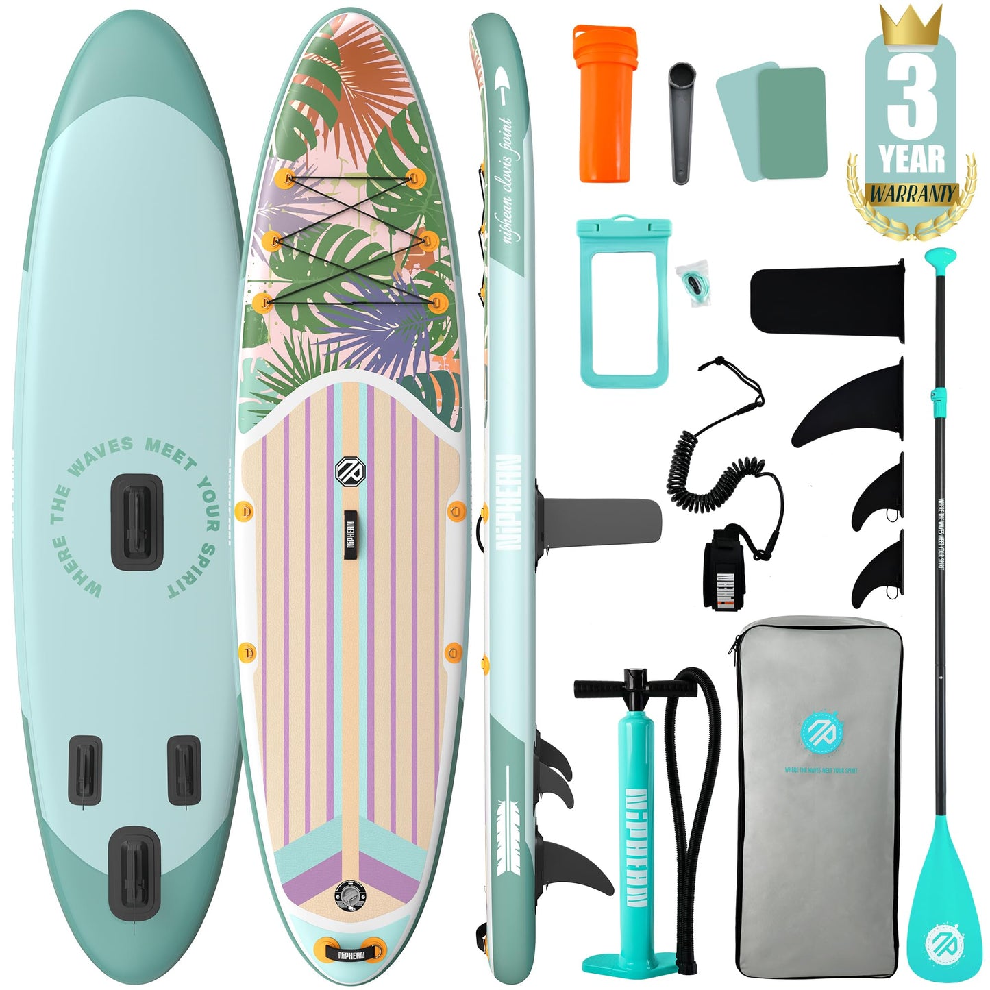 Niphean Inflatable Stand Up Paddle Board with SUP Accessories