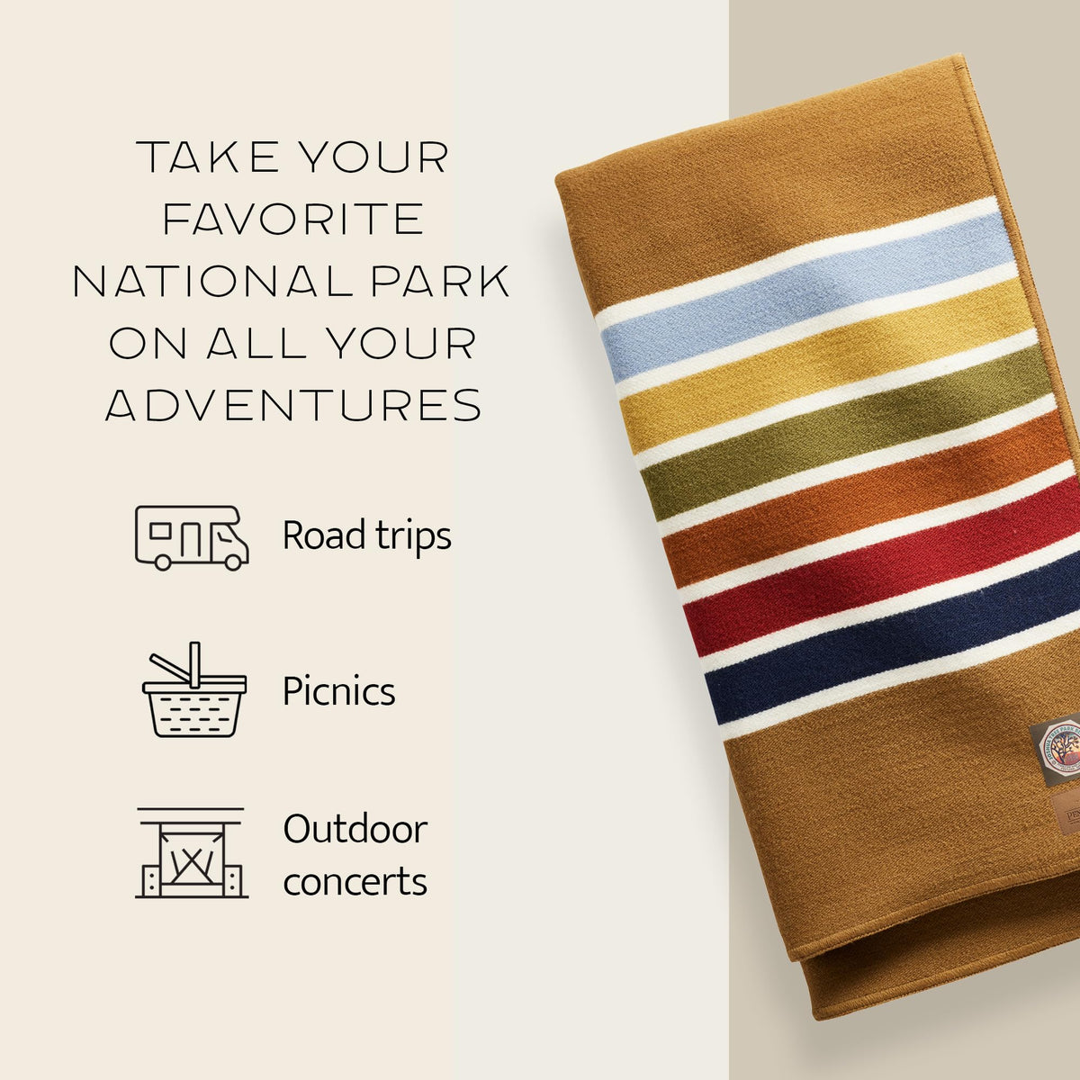 Outdoor Throw Blanket – Leather Carry Strap
