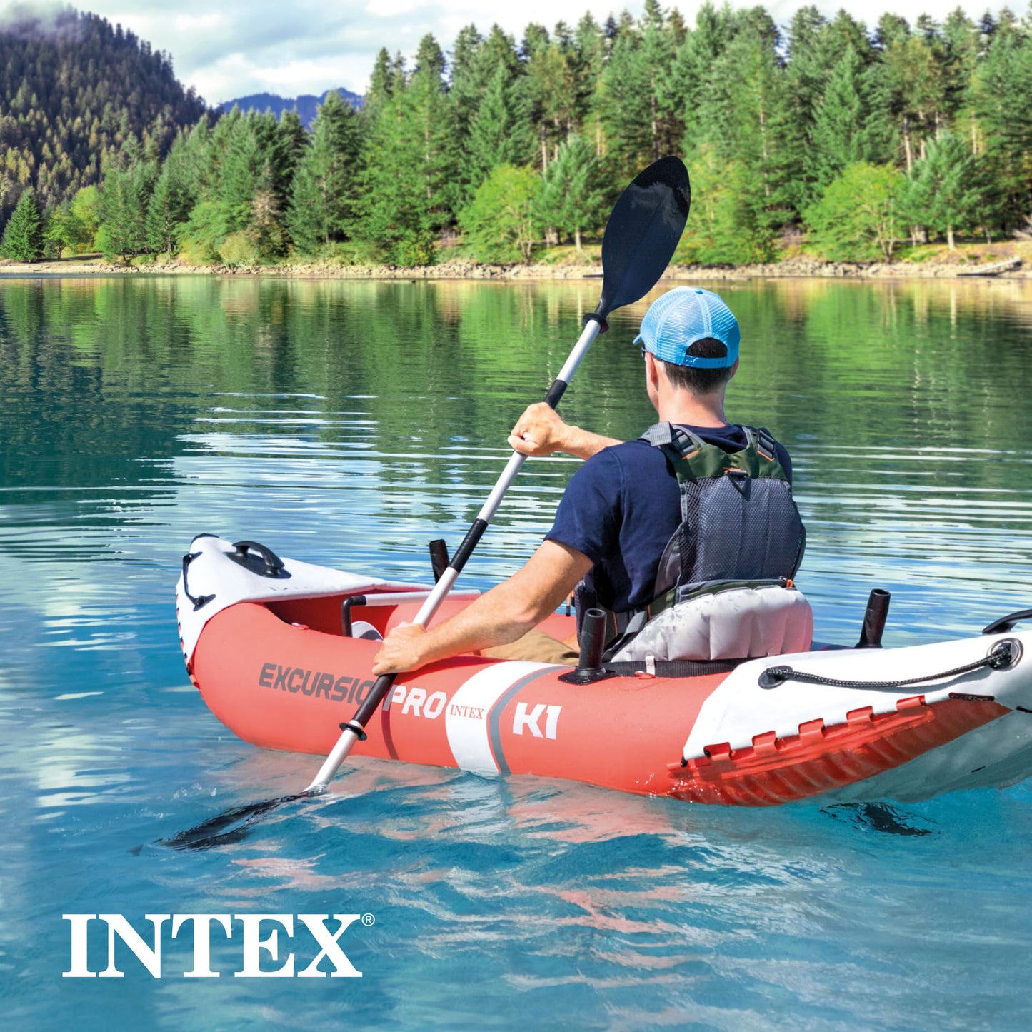 Intex Excursion Pro Inflatable Kayak Set: Includes Deluxe 86in Kayak Paddles and High-Output Pump – SuperTough PVC – Adjustable Bucket Seat