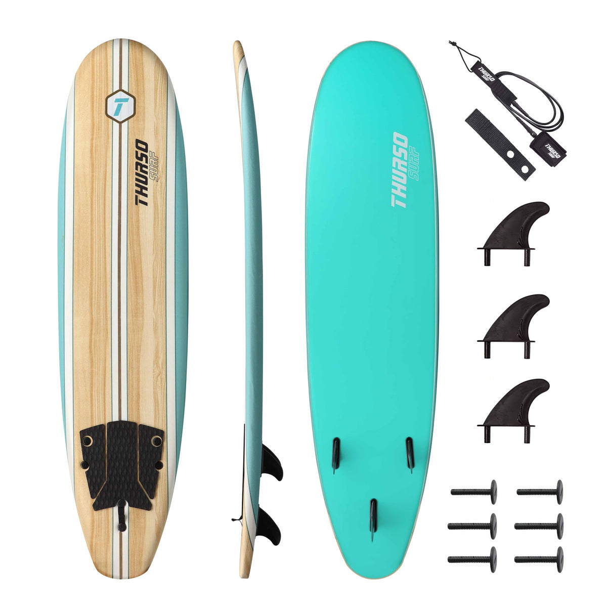 Thurso Surf 7/8 ft Soft Top Foam Beginner Surfboard for Adults and Kids Perfect Longboard for Surfing Beach Fun and Water Sports Lightweight and Durable Modern Design for All Levels of Surfers