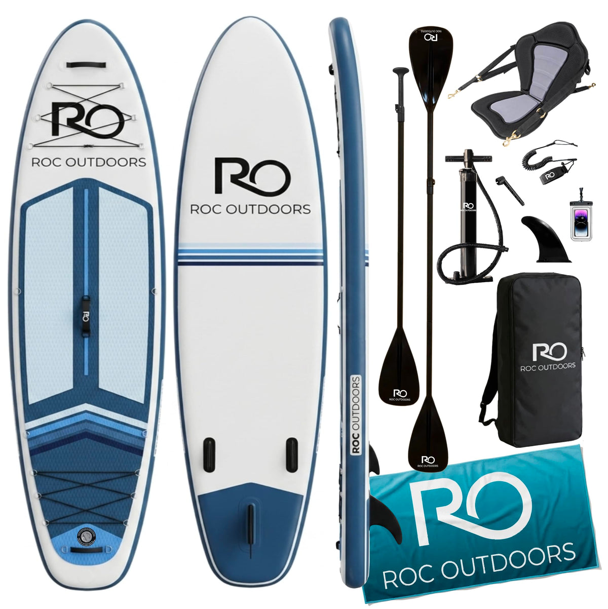 Roc Inflatable Stand Up Paddle Board 10' 6" with Premium SUP Paddle Board Accessories, Wide Stable Design, Non-Slip Comfort Deck for Youth & Adults