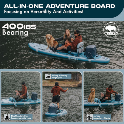 Atoll New 12ft Outrider Inflatable Stand Up Paddle Board | Extra Wide ISUP for Adults, Fishing, Touring & All Adventures | Stable 34" Paddle Board with Accessories, Dual Layer PVC, 400lb Capacity