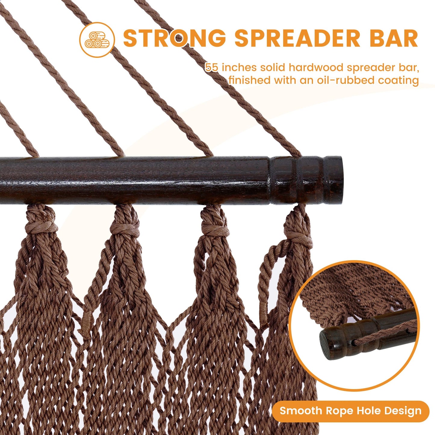 2-Person Rope Hammock – Extra Large 500 LB Capacity